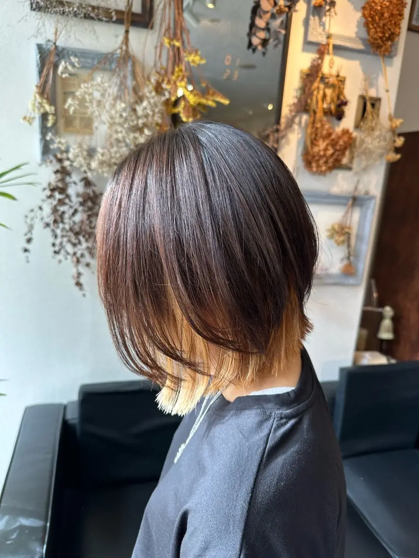 ミディアム パーマ カット 縮毛矯正 💜推しインナー カラー/菊池柊真💜のヘアスタイル