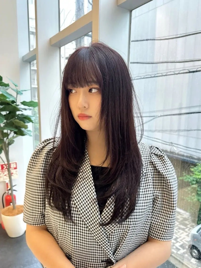 ロング カラー ブリーチ ラベンダーカラー ブリーチなしカラー ピンクカラー ピンクラベンダー カット ヘアカラー トリートメント 矢野 晃平のヘアスタイル