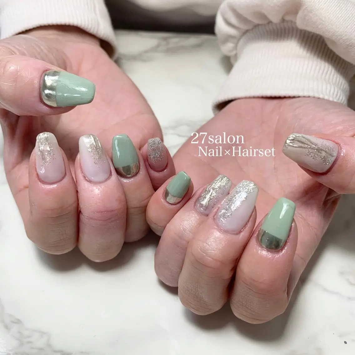 ネイル 入学式 ニュアンスネイル 春ネイル ハンドネイル 27salon yuinaのネイルデザイン
