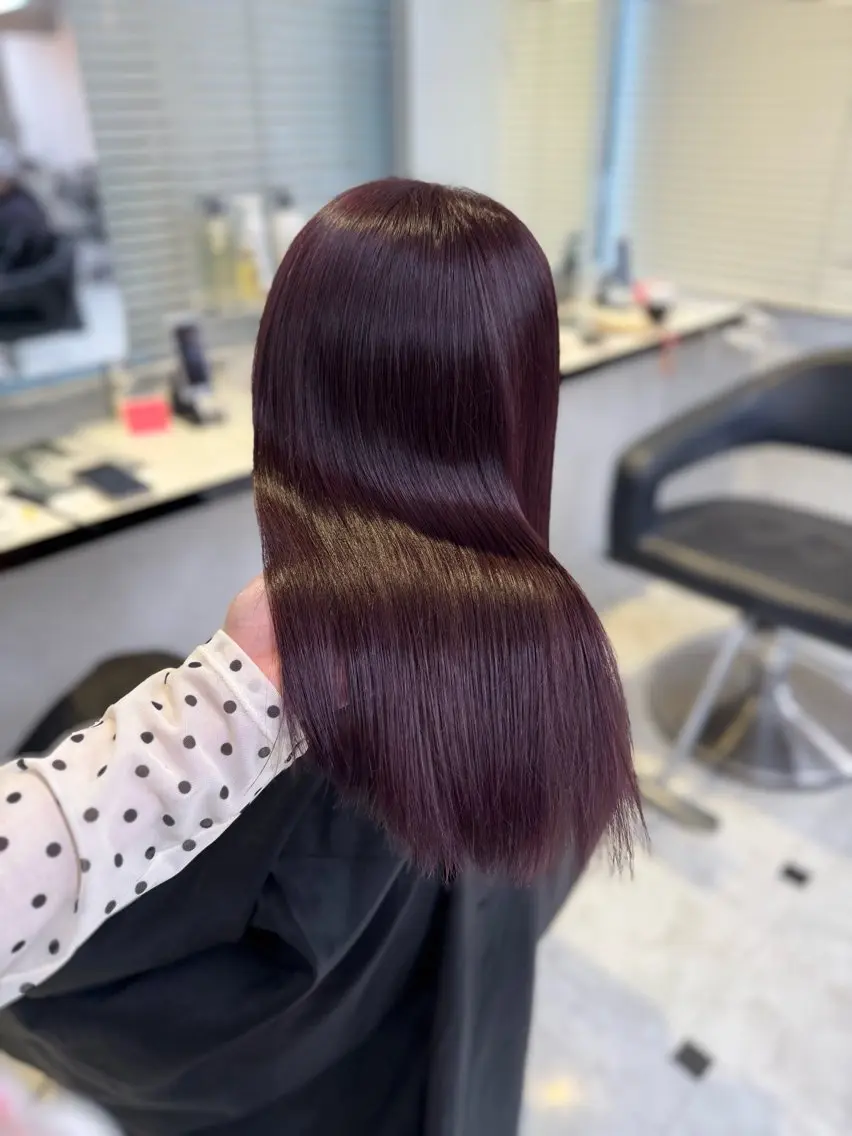 セミロング ヘアカラー トリートメント ヘッドスパ ヘアセット ♥️韓国風透明感 暖色misa♥️のヘアスタイル