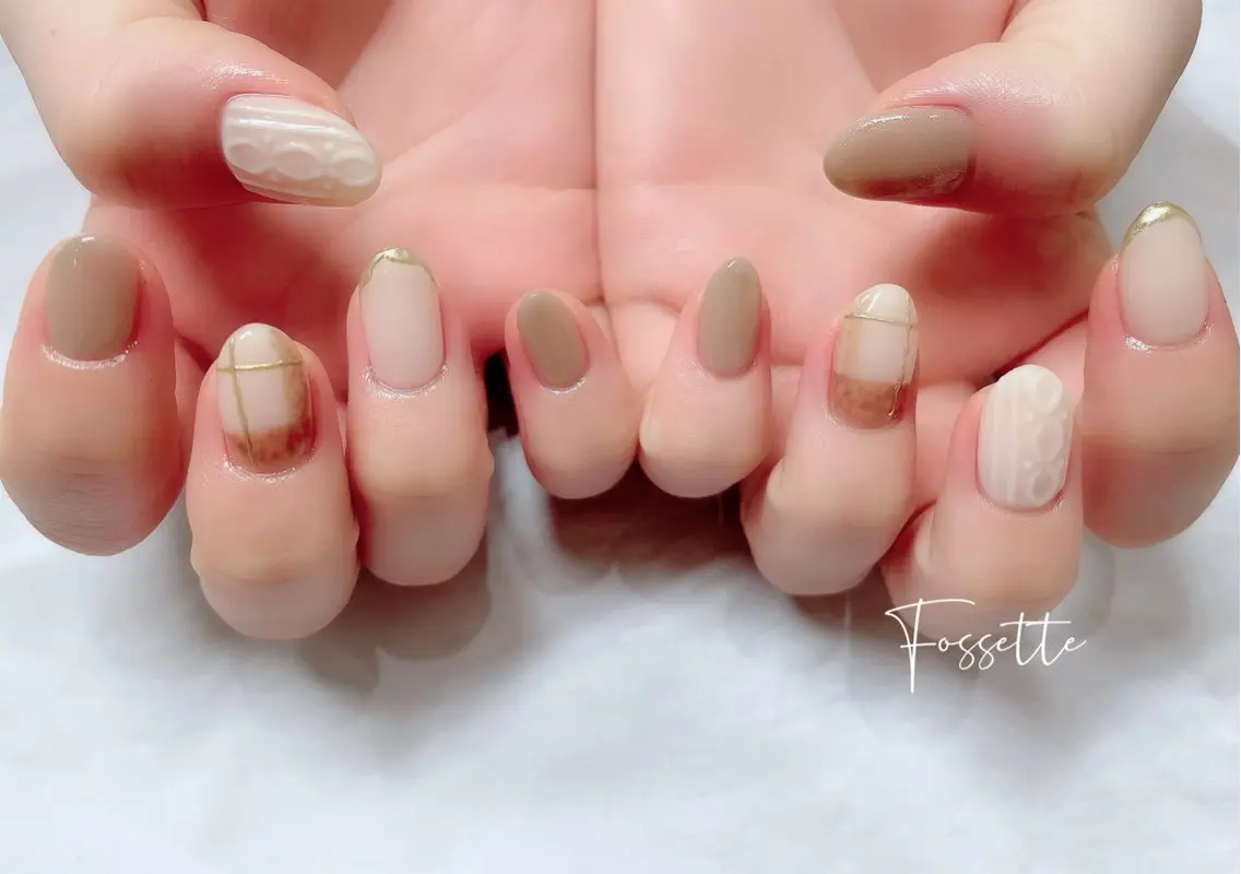 ネイル マグネットネイル ミラーネイル オフィスネイル 冬ネイル ハンドネイル nailsalon Fossetteのネイルデザイン