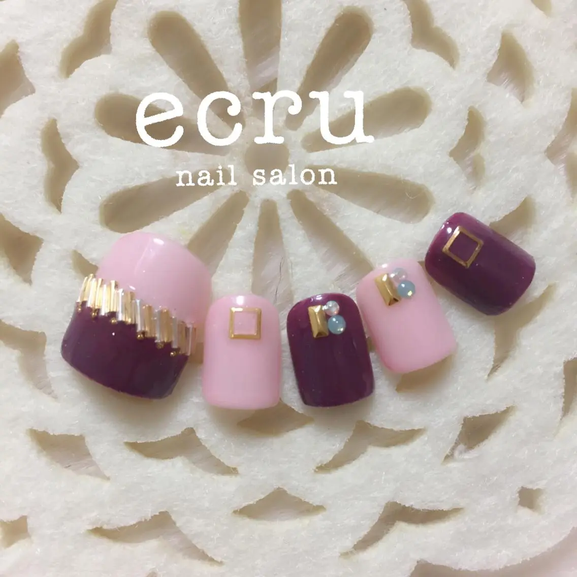 ネイル アートネイル ジェルネイル ストーンネイル ecru nail 長谷川まきのネイルデザイン