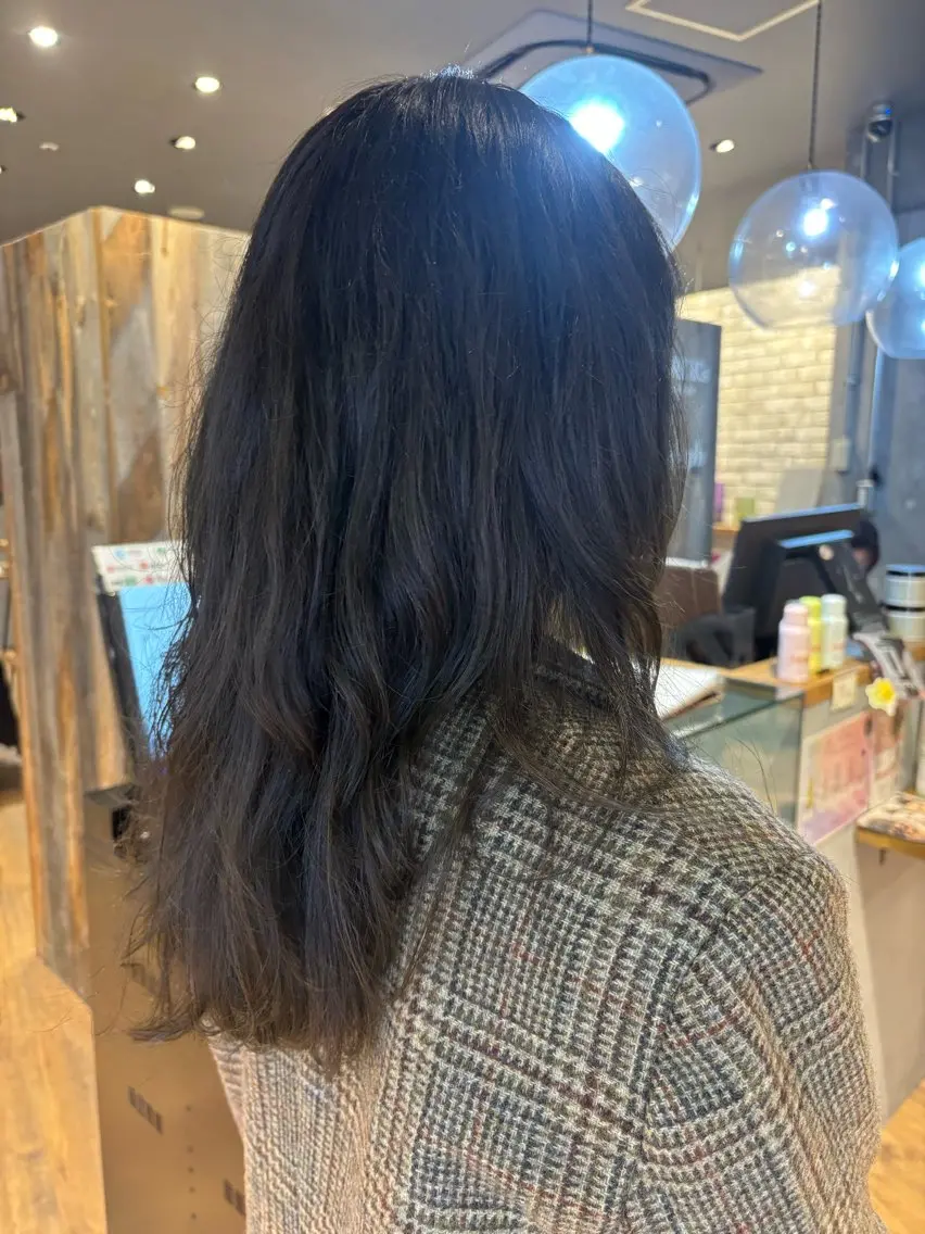 ロング カラー ブラウンカラー オリーブブラウン 🎀ワンレンボブ🎀 ワンカラー　あゆみのヘアスタイル