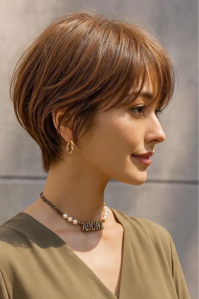 ショート カラー テラコッタ レイヤーカット ショートヘア カット ヘアカラー トリートメント さく/髪質改善× 縮毛矯正/町田のヘアスタイル