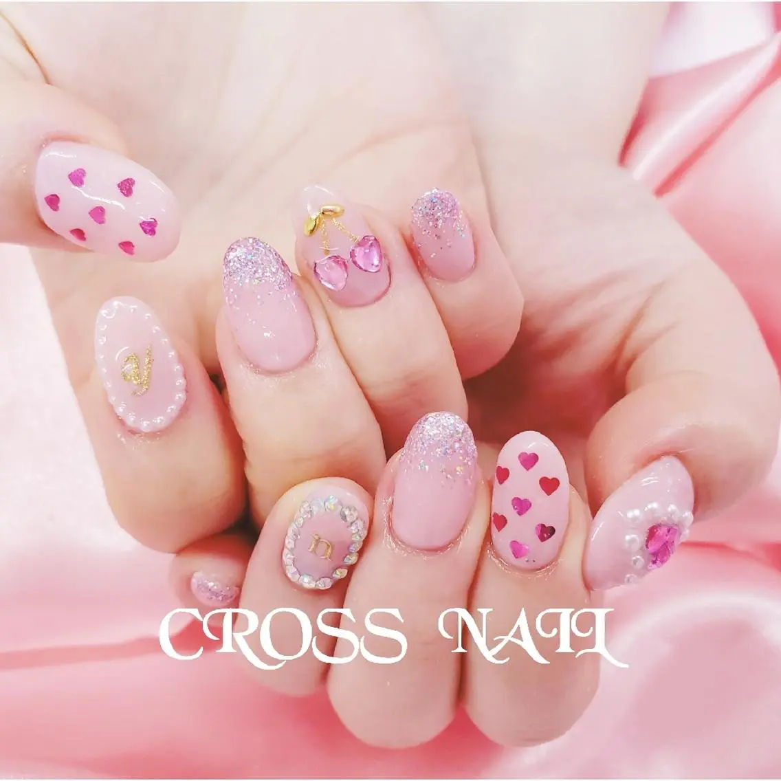 ネイル 長さ出し 氷ネイル・うるうるネイル 韓国ネイル ネイルチップ CROSS クロス のネイルデザイン