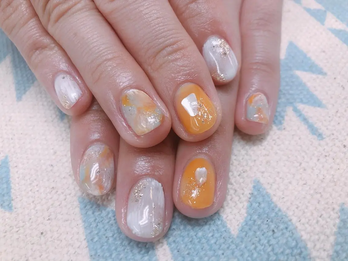 ネイル オレンジ FASTNAIL PLUS 新宿店のネイルデザイン