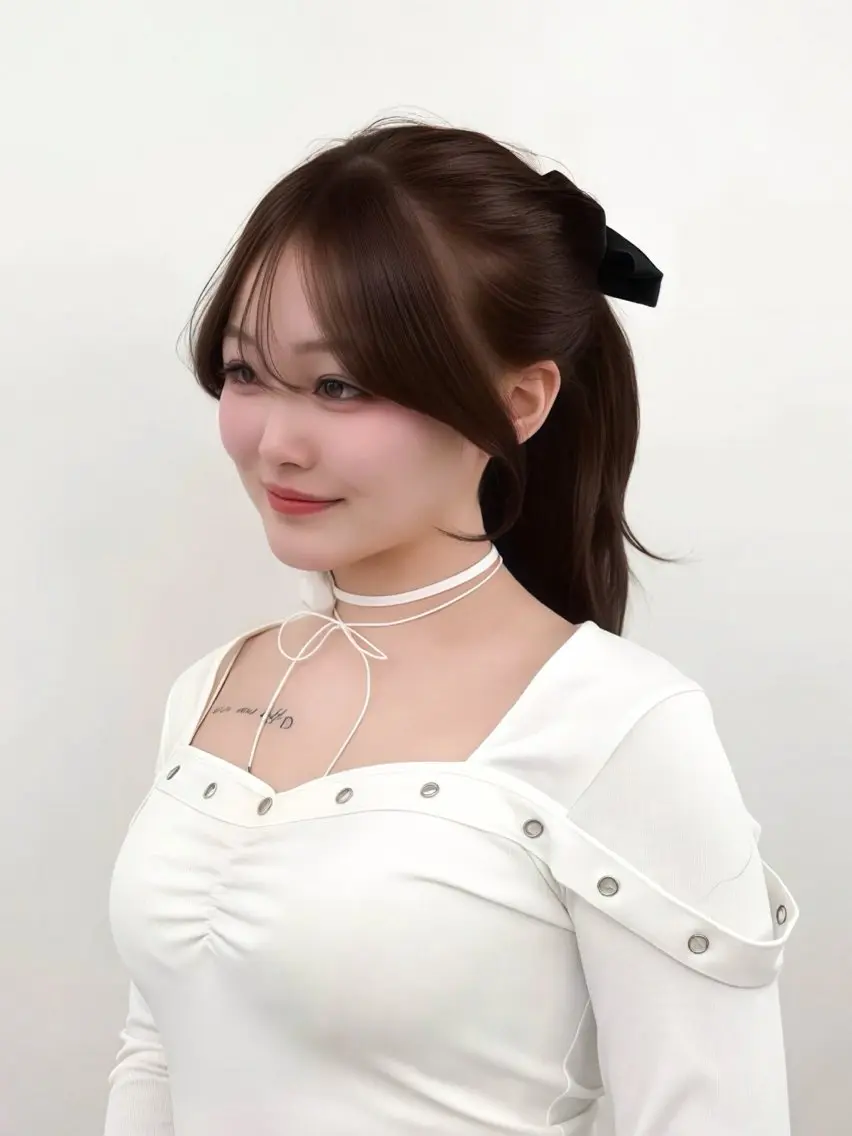 ロング カラー レイヤーカット 小顔カット カット ヘアカラー トリートメント 韓国ヘア/レイヤー/ 顔まわり足立遥奈のヘアスタイル