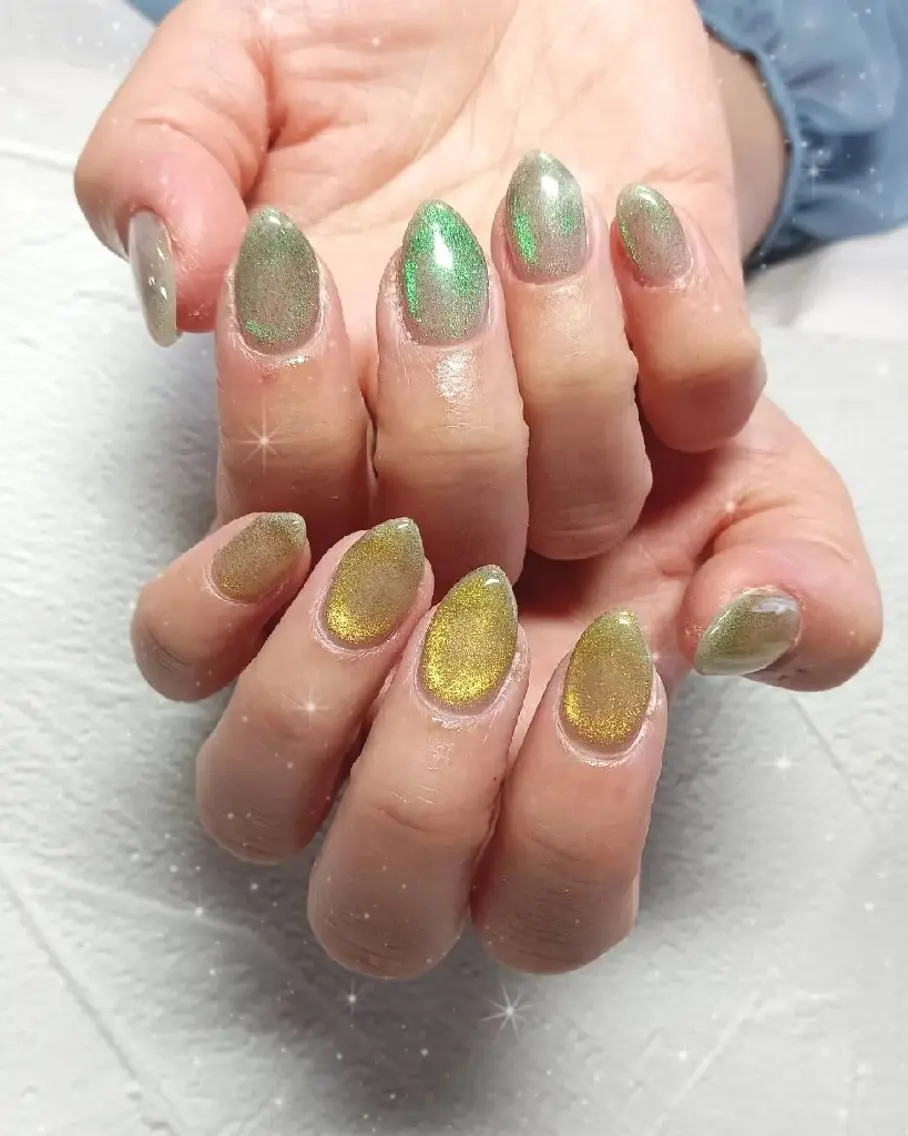 ネイル ハート キラキラネイル マグネットネイル ビー玉ネイル オフィスネイル ハンドネイル flure de neige yukiのネイルデザイン