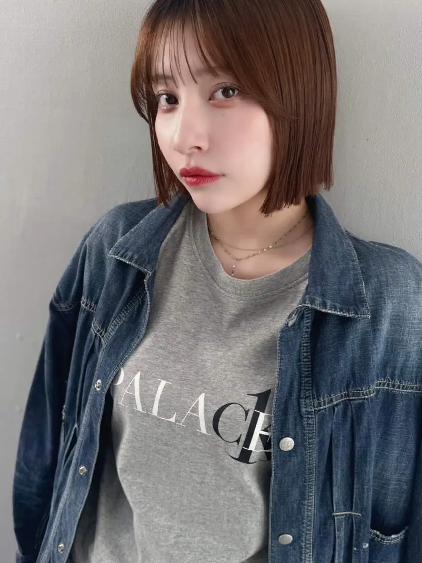 ショート ボブ シースルーバング カット ヘアカラー トリートメント 透明感カラー🌿ボブ ✨飛田 ケイのヘアスタイル