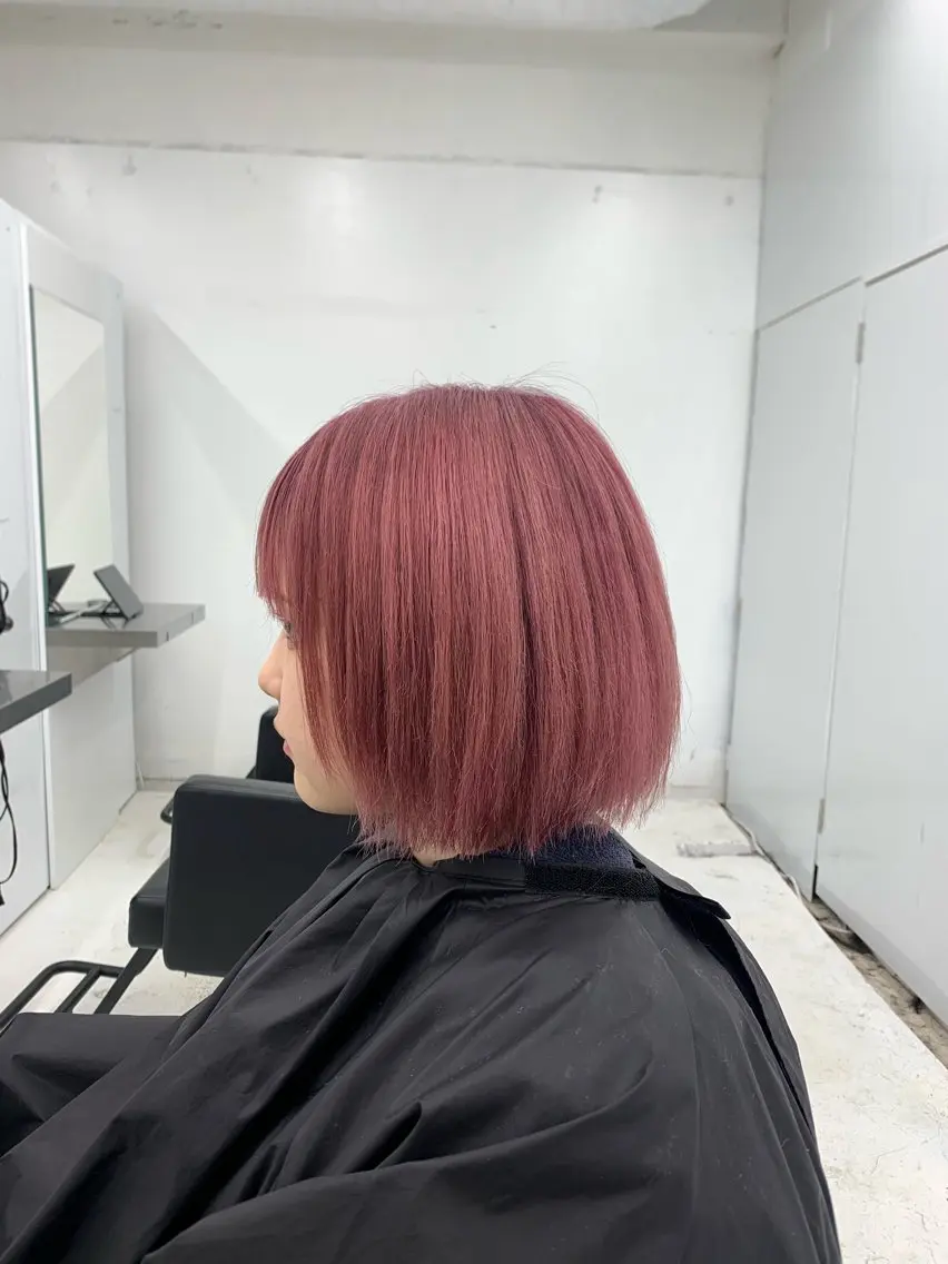 ミディアム カラー ピンクカラー ボブ 【メンズパーマ特化】 🍏網中勇喜のヘアスタイル