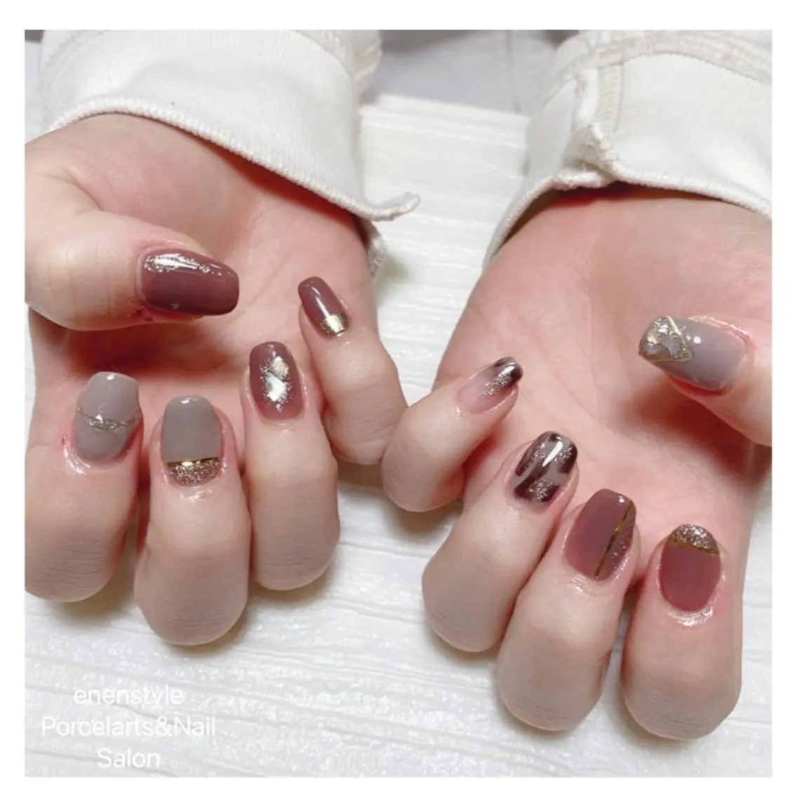ミディアム ネイル ハンドネイル 🐾enen style 🐾のネイルデザイン