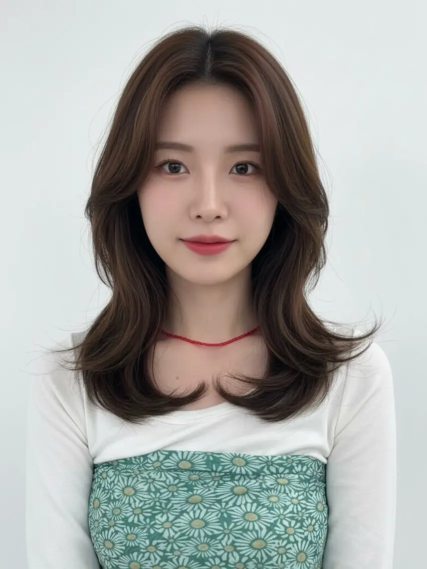 セミロング カラー アディクシーカラー 透明感カラー くびれヘア 顔まわりレイヤー 韓国風ヘア 韓国レイヤーカット 🫧大阪梅田レイヤーのヘアスタイル
