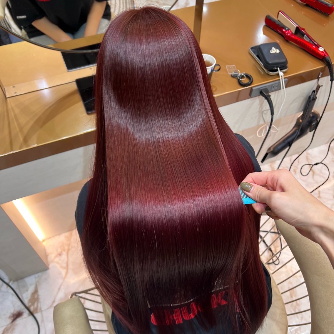 ロング ヘアカラー トリートメント ✨カチモリ✨レイヤー 韓国ヘア🇰🇷ゆいのヘアスタイル