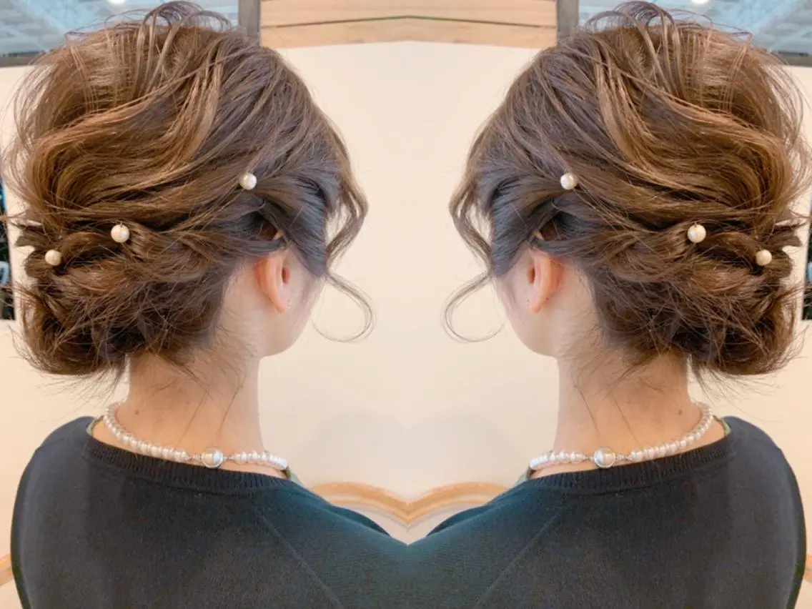 ショート ヘアアレンジ 結婚式・ブライダル ボブ 韓国hair🦋 Nanaのヘアスタイル