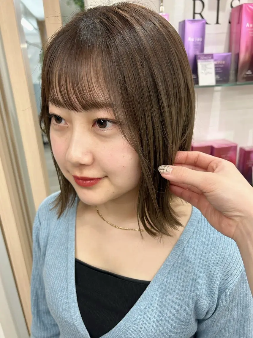 ミディアム ハイライト ヘアカラー 透明感カラー レイヤー/むつきのヘアスタイル