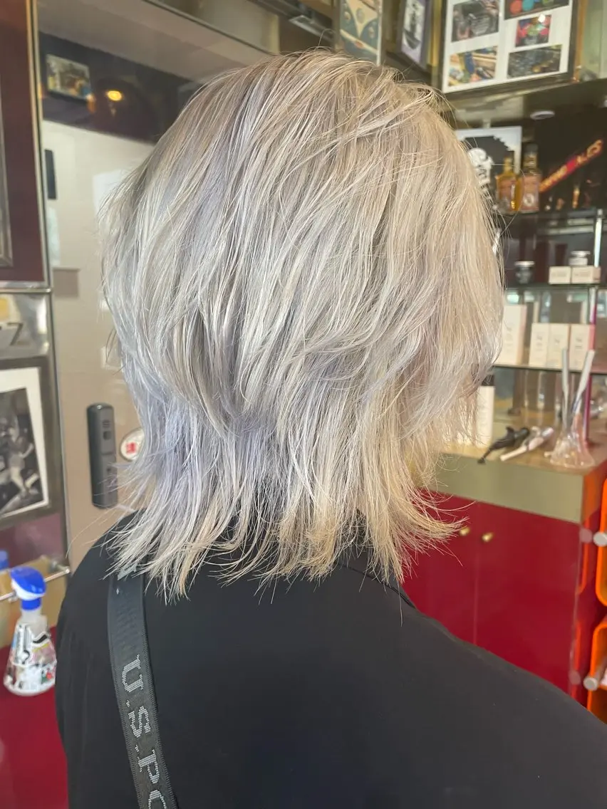 カラー メンズ メンズウルフカット ダブルカラー シルバー ホワイトシルバー ウルフカット 👑派手髪/カット 👑ANRYのヘアスタイル