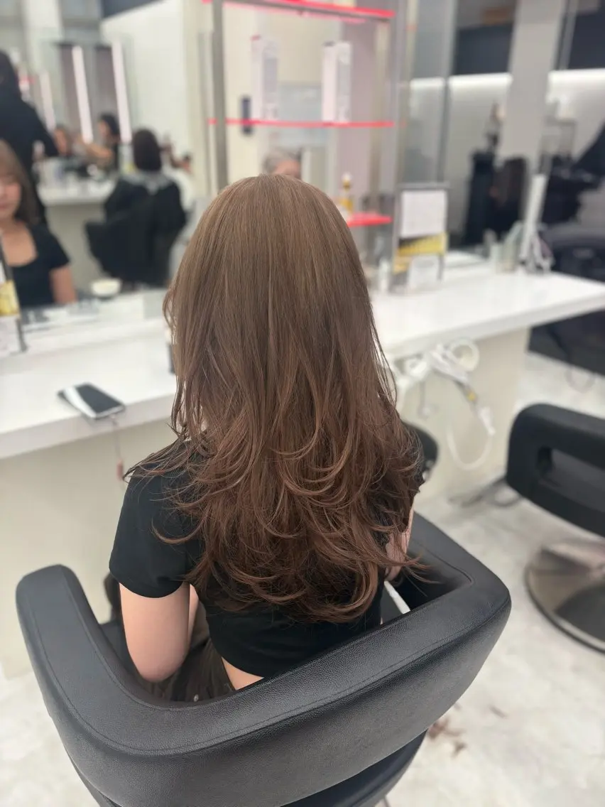 ロング カラー ヘアカラー ベージュ×レイヤー 🤎横浜/miu🤎のヘアスタイル