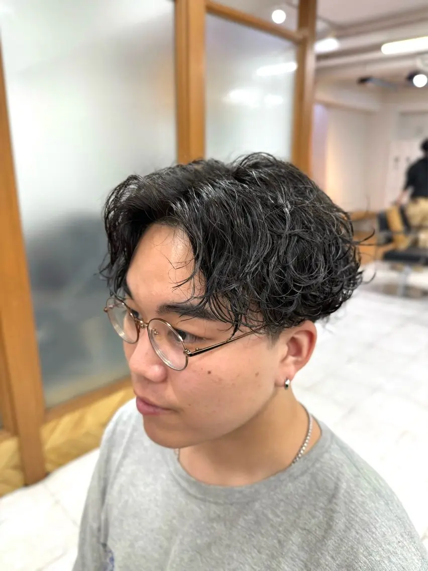 ミディアム パーマ メンズ カット パーマ 立川メンズ特化/ パーマ職人/氣田瞬介のヘアスタイル