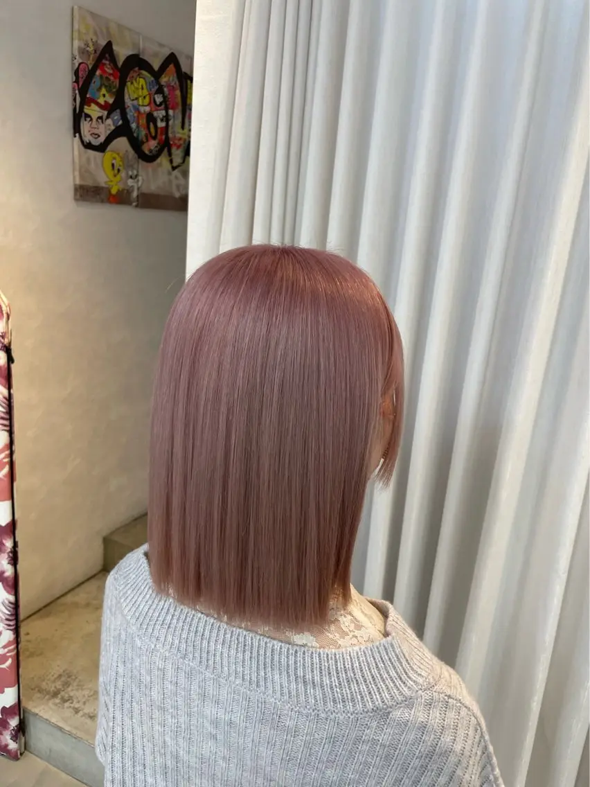 ミディアム カラー ピンクカラー ヘアカラー 安井まゆ _Box mico.のヘアスタイル