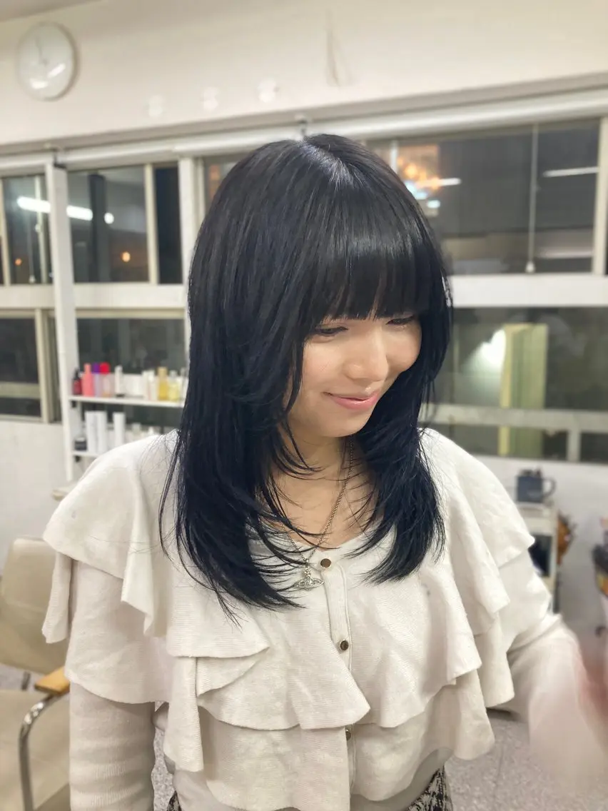 ミディアム 顔周りカット レイヤーカット 似合わせカット ウルフカット カット パーマ/レイヤー エクステ/kokiのヘアスタイル