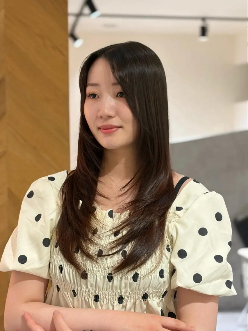 ロング レイヤーカット 似合わせカット 小顔カット カット 縮毛矯正 岡大前ハッシュカット ×髪質改善/松島大己のヘアスタイル
