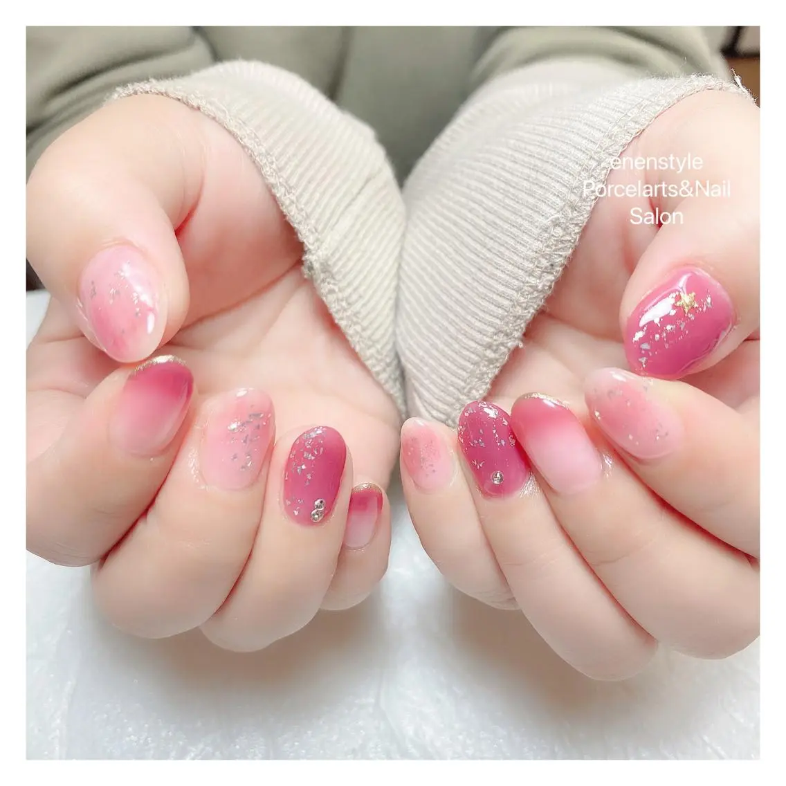 ミディアム ネイル ハンドネイル 🐾enen style 🐾のネイルデザイン