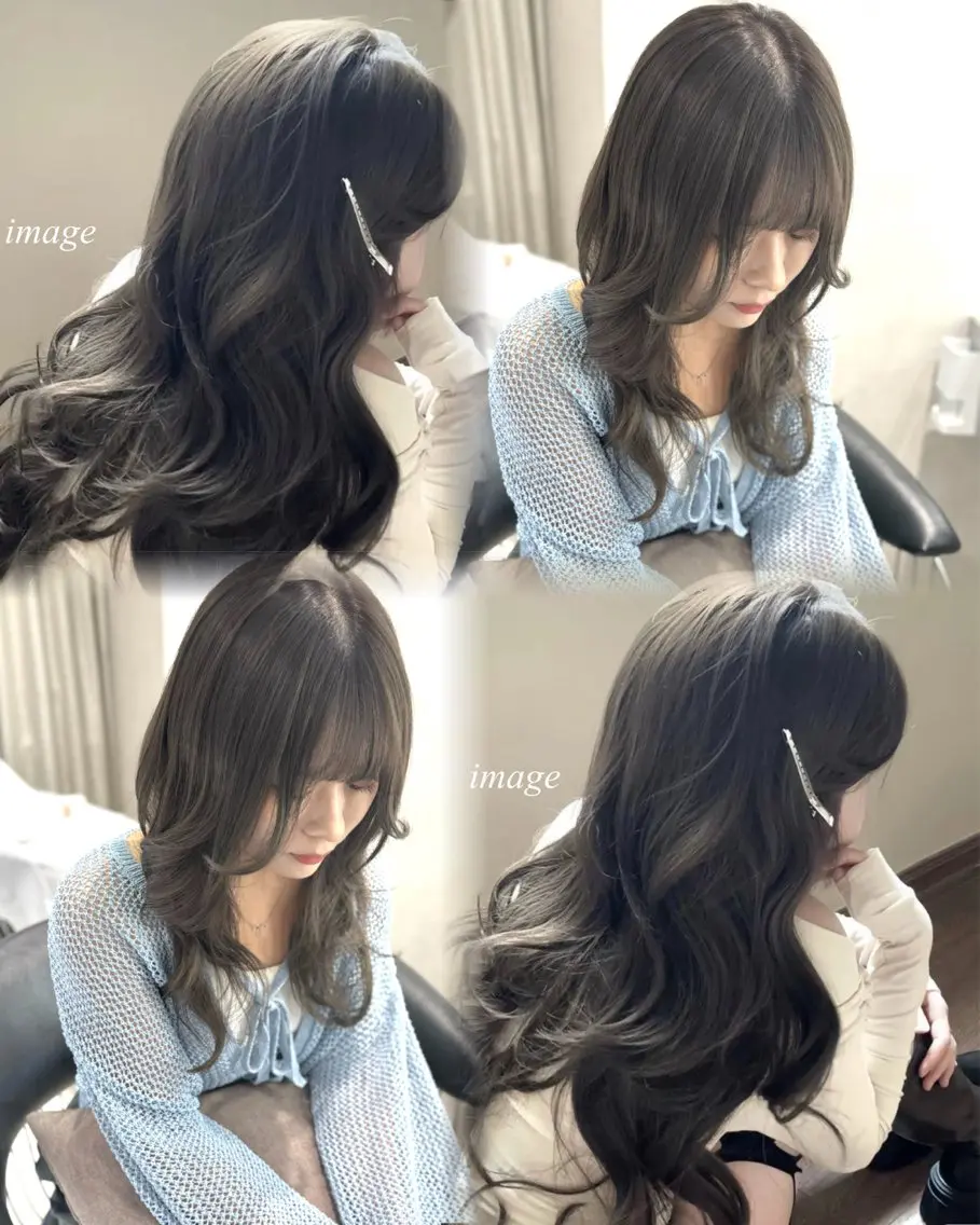 ミディアム カラー ヘアカラー 髪質改善ストレート 韓国風レイヤー池袋のヘアスタイル