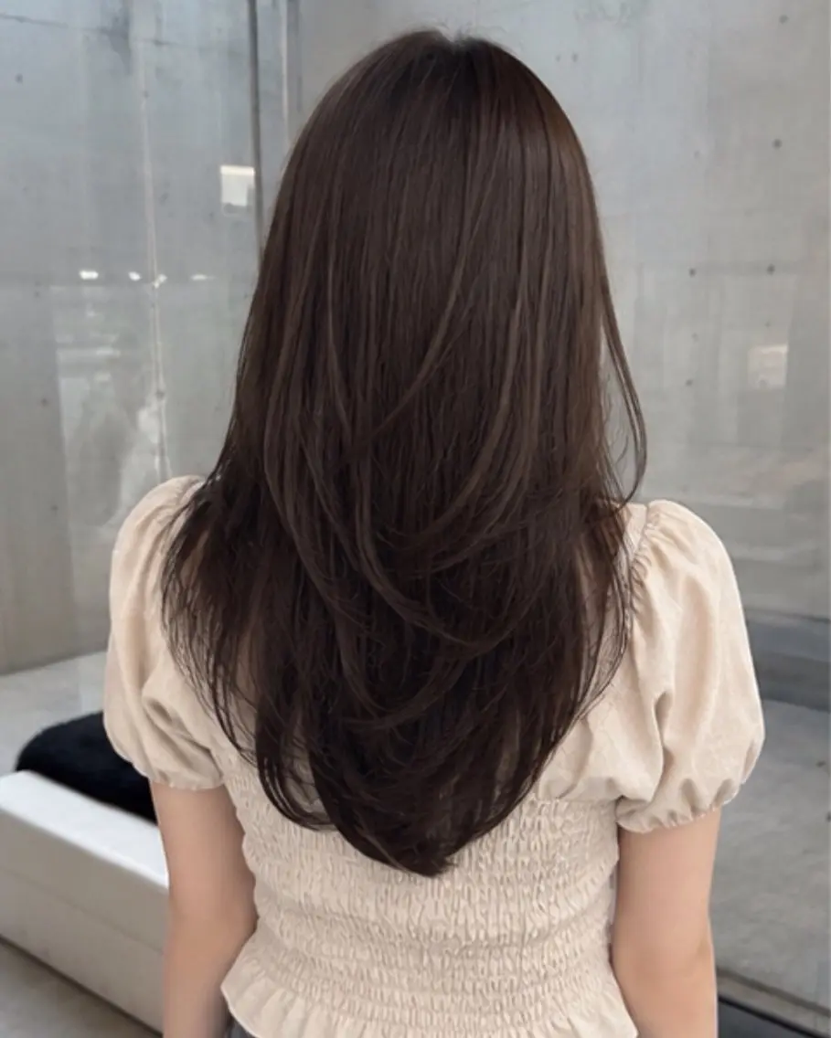 ロング ハッシュカット 韓国風ヘア レイヤーカット トリートメント pia 薬院のヘアスタイル