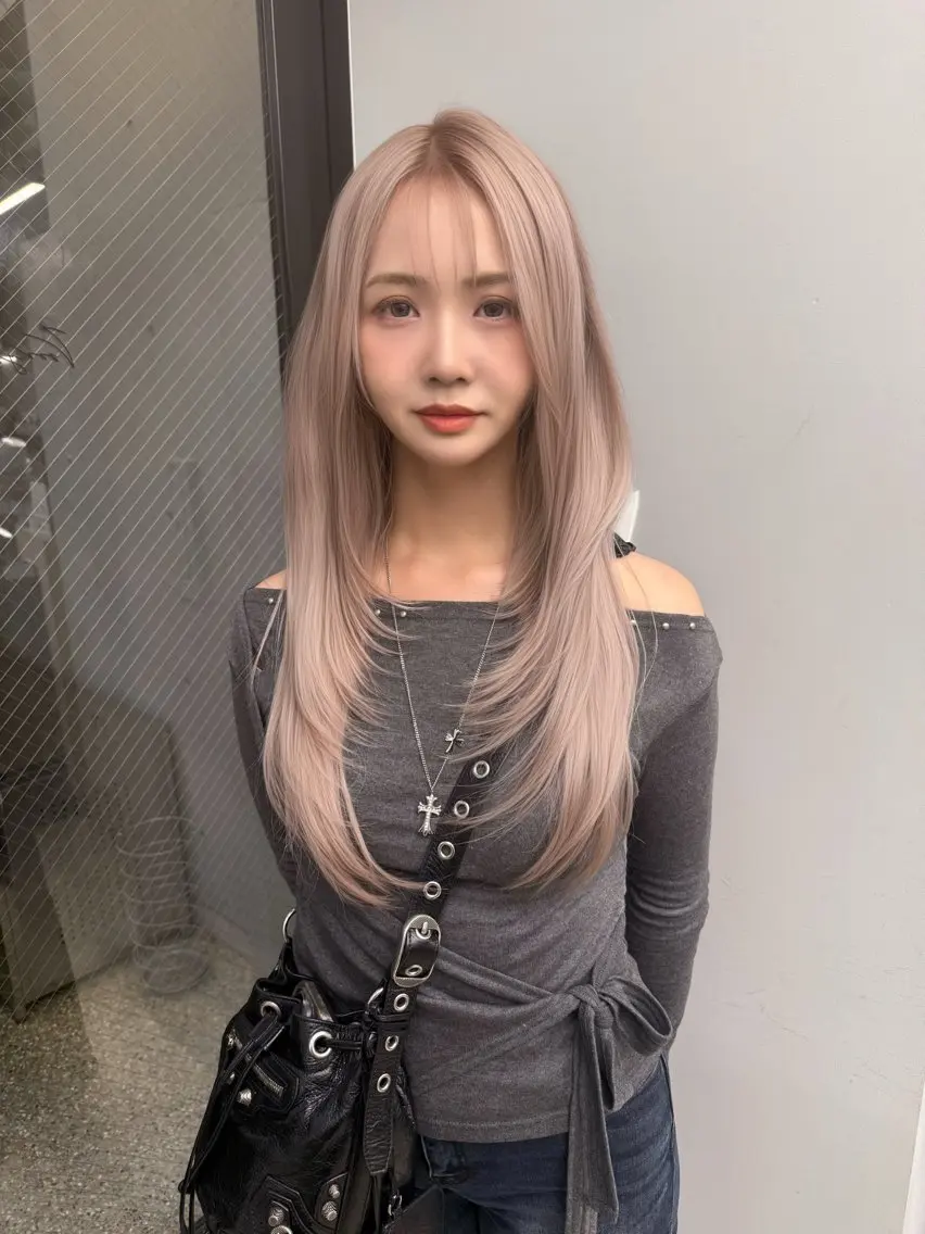 ロング 韓国風ヘア レイヤーカット カット ヘアカラー トリートメント 表参道/透明感カラー 韓国ヘア長田雄希のヘアスタイル