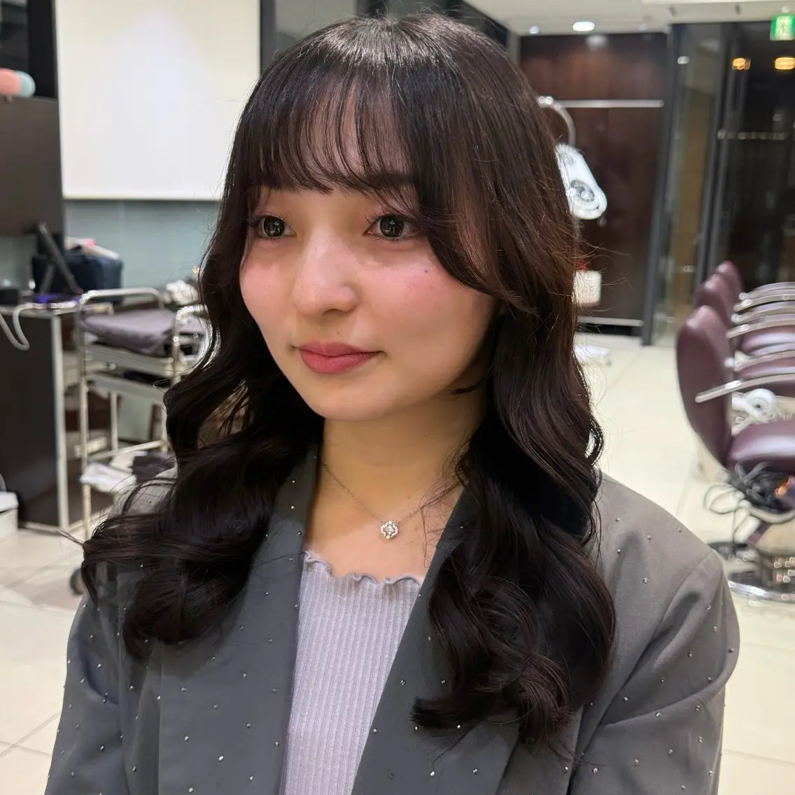 セミロング パーマ パーマ 韓国風パーマ🌿コテ 巻き風パーマ/るいのヘアスタイル