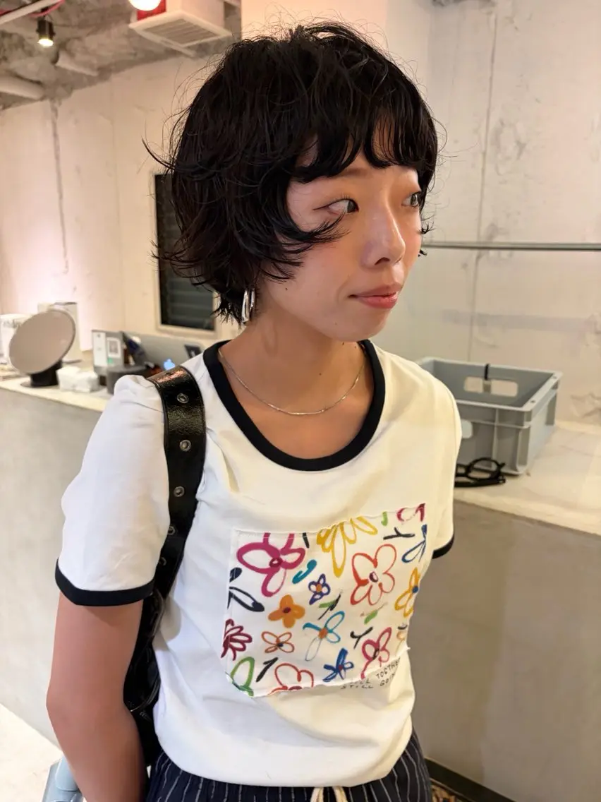 ショート パーマ ショートヘア ニュアンスパーマ カット パーマ トリートメント 村上雅人 ナチュラルモードのヘアスタイル