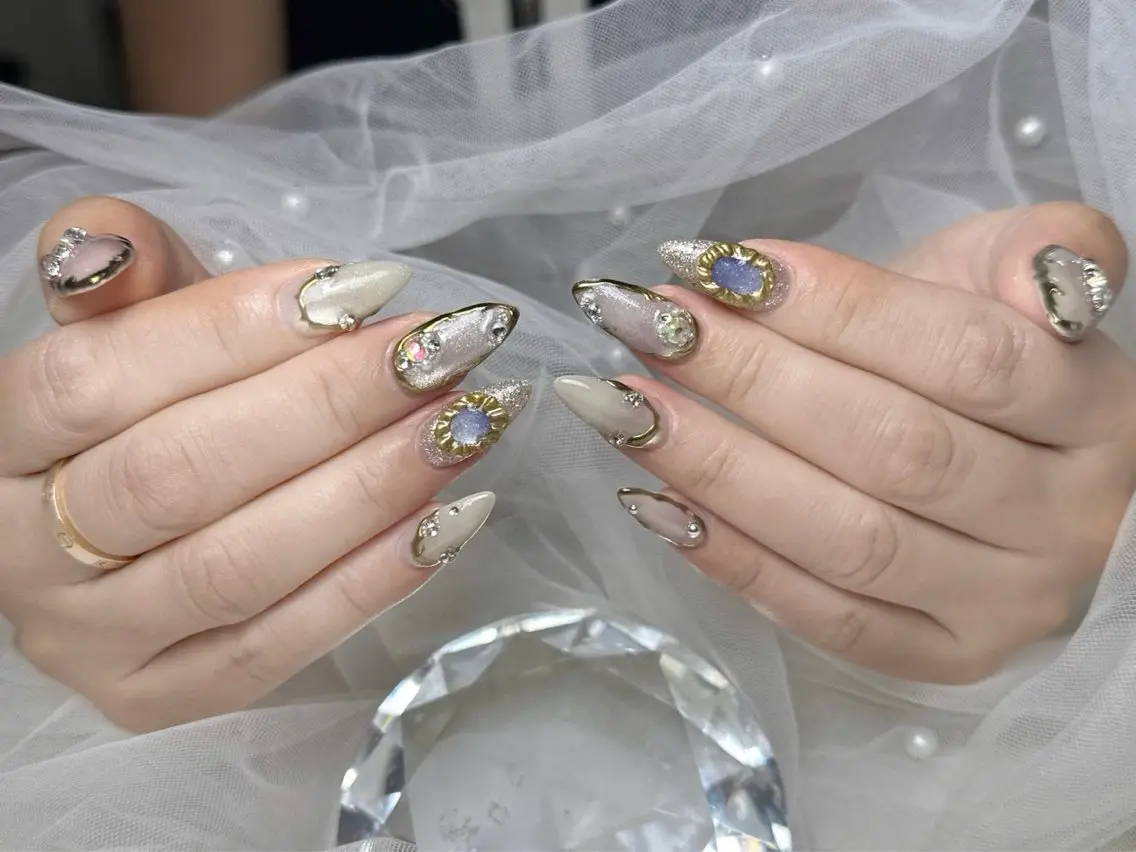 ネイル 長さ出し ジェルネイル 韓国ネイル マグネットネイル 持ち込み ハンドネイル SHE NAILのネイルデザイン