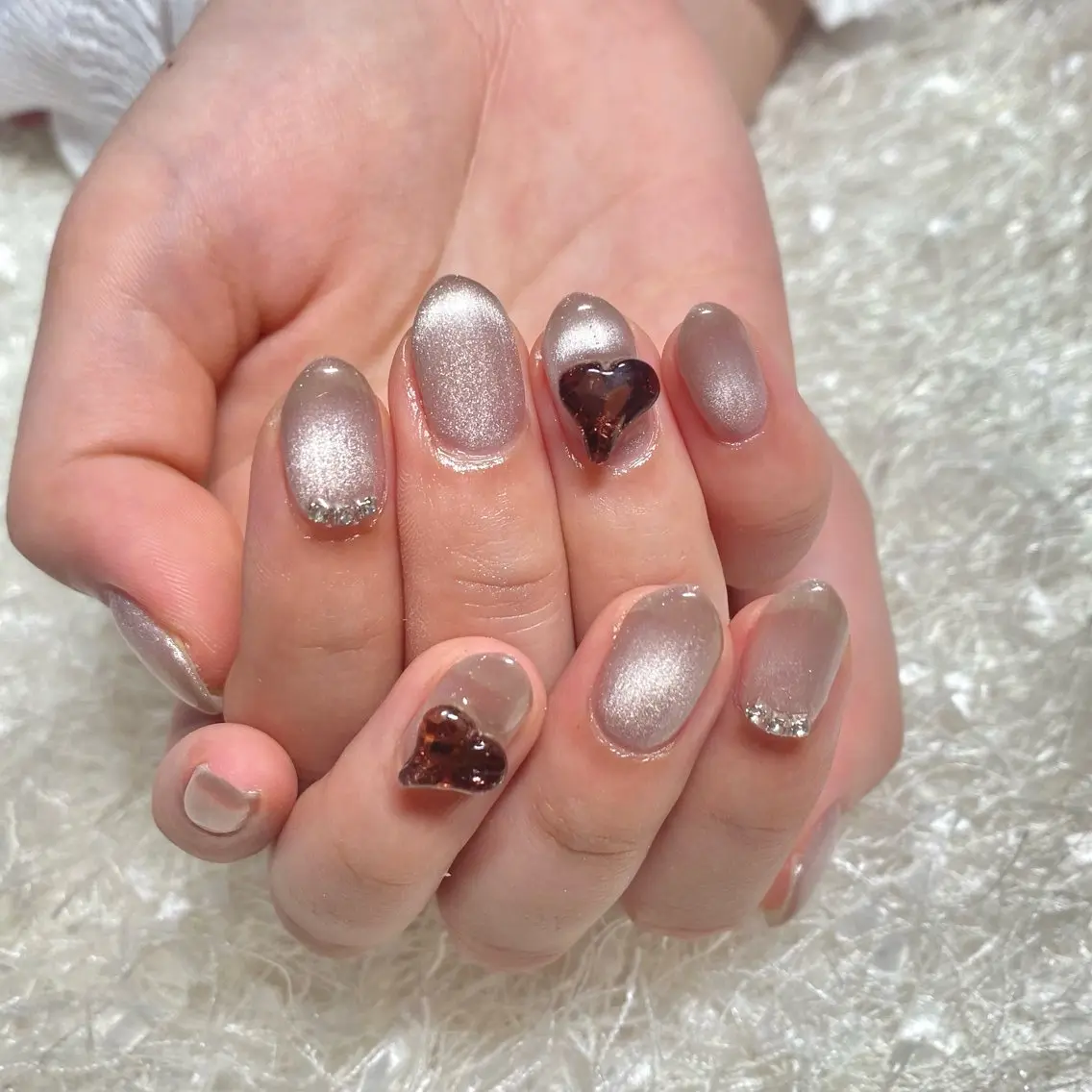 ネイル ジェルネイル 韓国ネイル マグネットネイル パラジェル リボン BelireMaa Nail&eyeのネイルデザイン