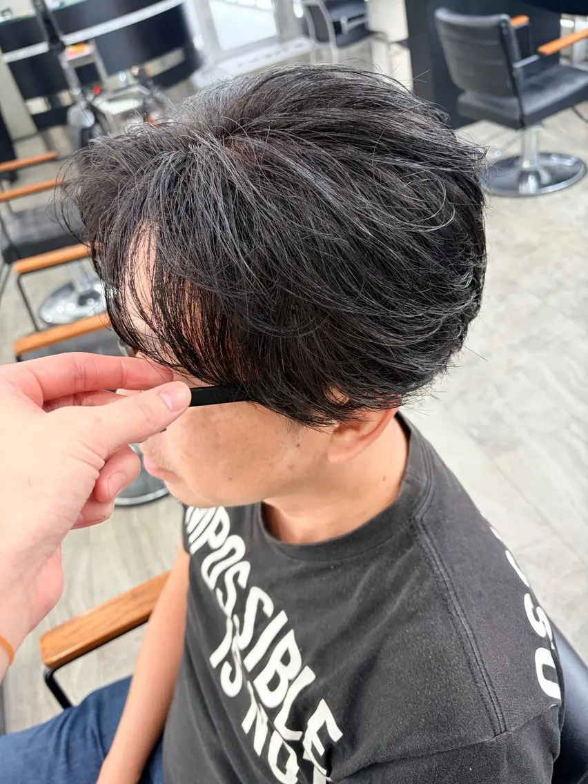 パーマ メンズ センターパート カット ヘアカラー 静岡 / 毛流れ特化 /メンズヘア/真大のヘアスタイル