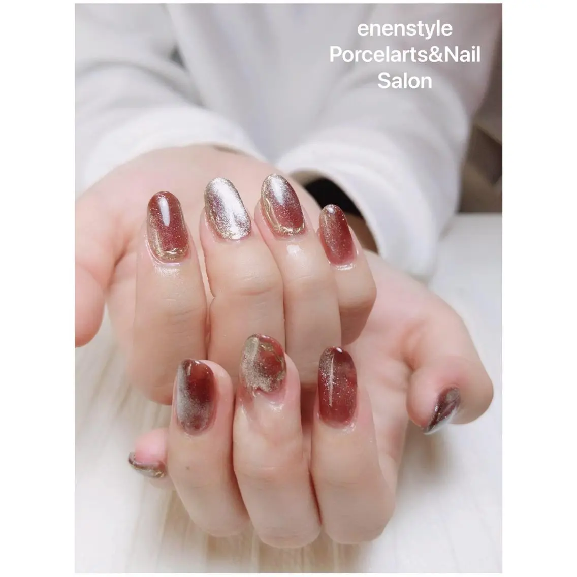 ミディアム ネイル ハンドネイル 🐾enen style 🐾のネイルデザイン