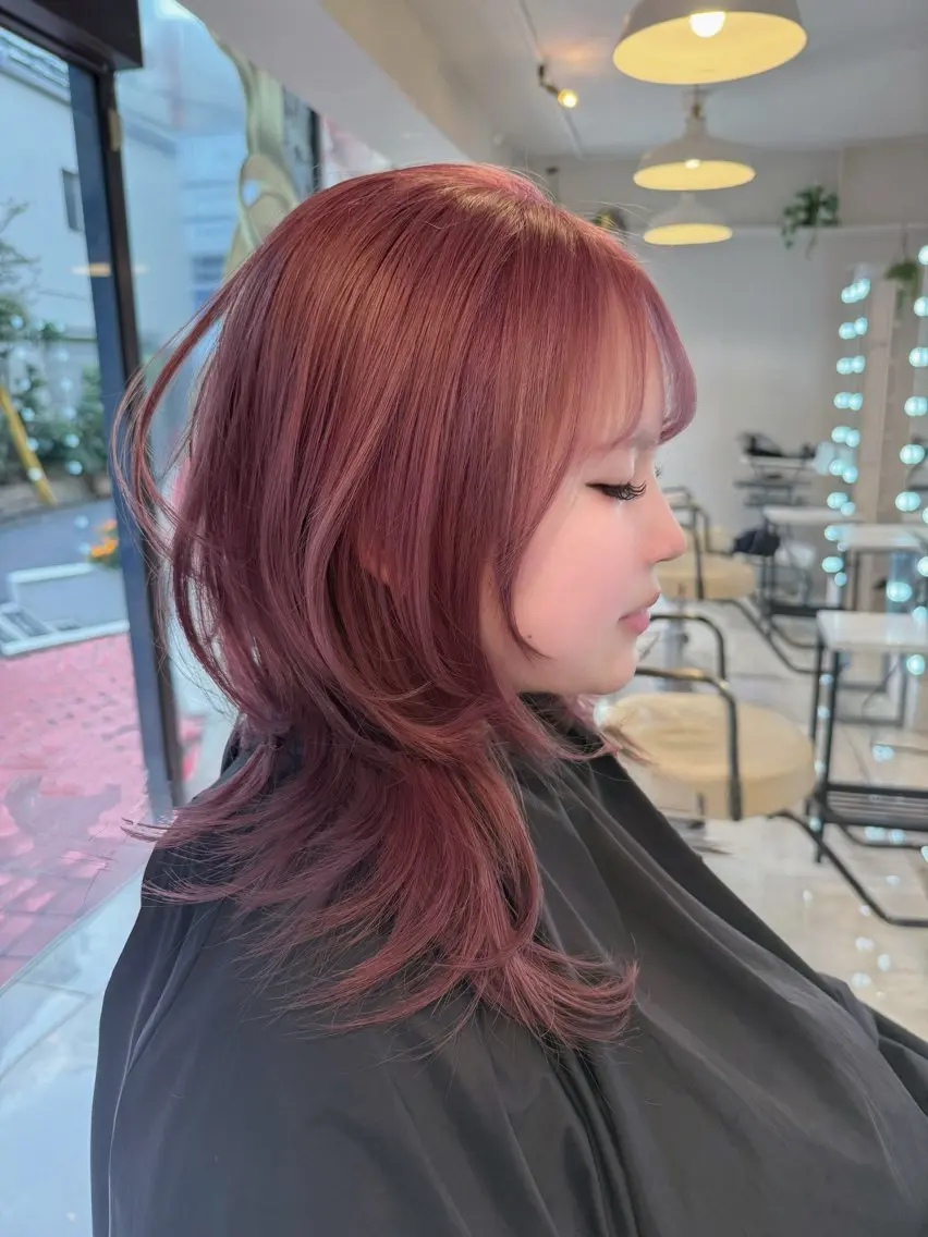 セミロング カラー ヘアカラー トリートメント ヘッドスパ ヘアセット HARUNA/原宿/ デザイン/カットのヘアスタイル