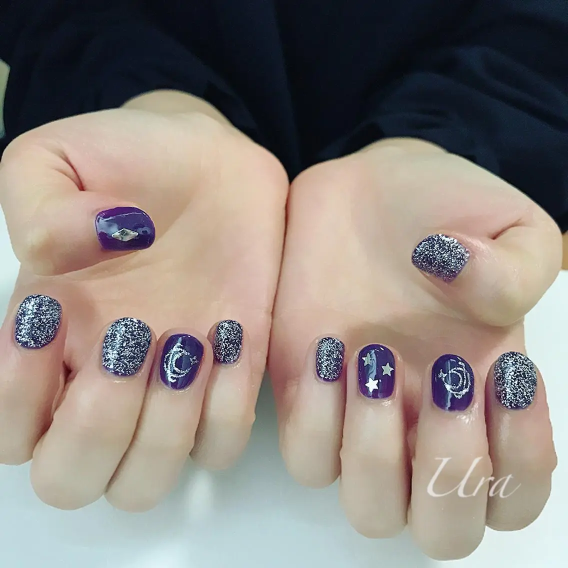 ネイル ラメ(グリッター) シルバー UrakoNail 《nail》のネイルデザイン