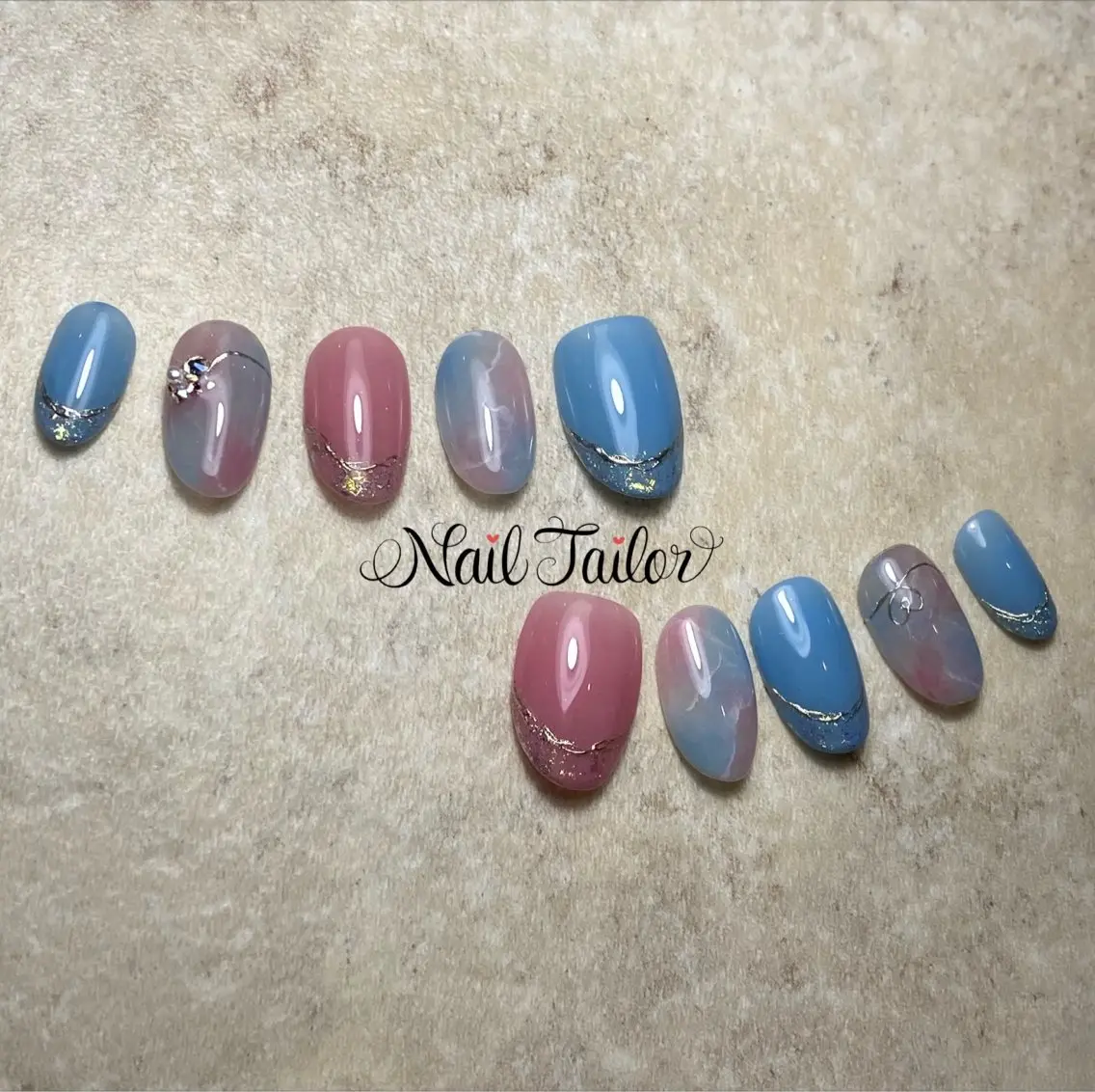 ネイル ハート キラキラネイル ニュアンスネイル ネイルチップ ブライダルネイル ハンドネイル NailTailor ネイルテイラーのネイルデザイン