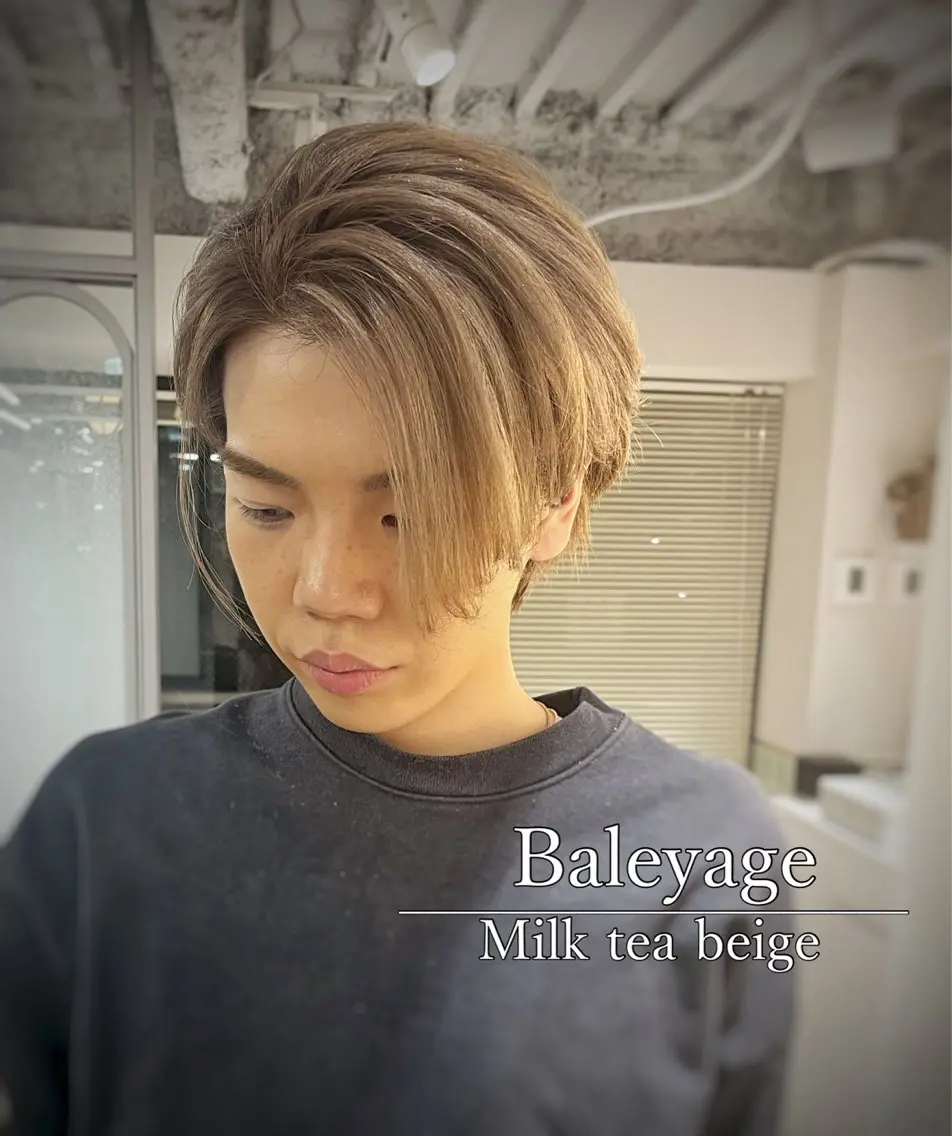 ミディアム カラー パーマ ヘアアレンジ メンズ メンズバレイヤージュ メンズブリーチ メンズハイライト メンズハイトーン バレイヤージュ カット ヘアカラー トリートメント ✨綺麗が続くカット ✨/星野六三四のヘアスタイル