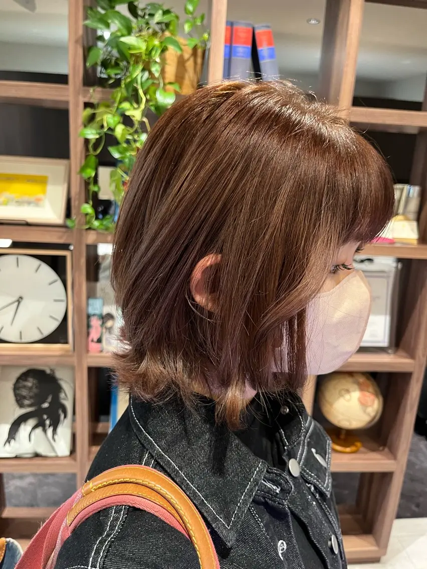 ミディアム カラー ベージュカラー ブリーチ ブリーチなしカラー ボブ dogstar小林諒 パーマ/レイヤーのヘアスタイル
