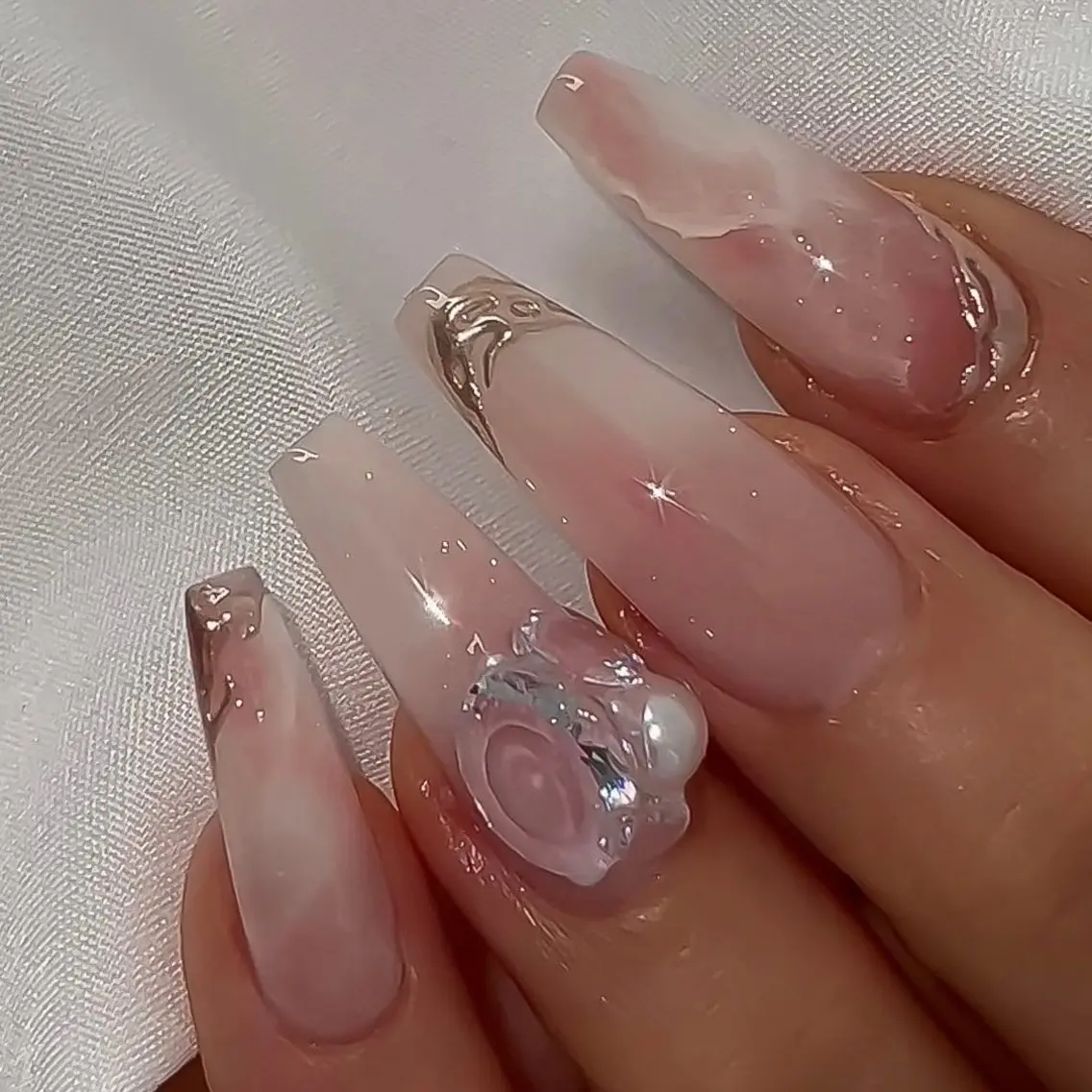 大理石4本ネイル💎🫧(6本ワンカラー)の写真