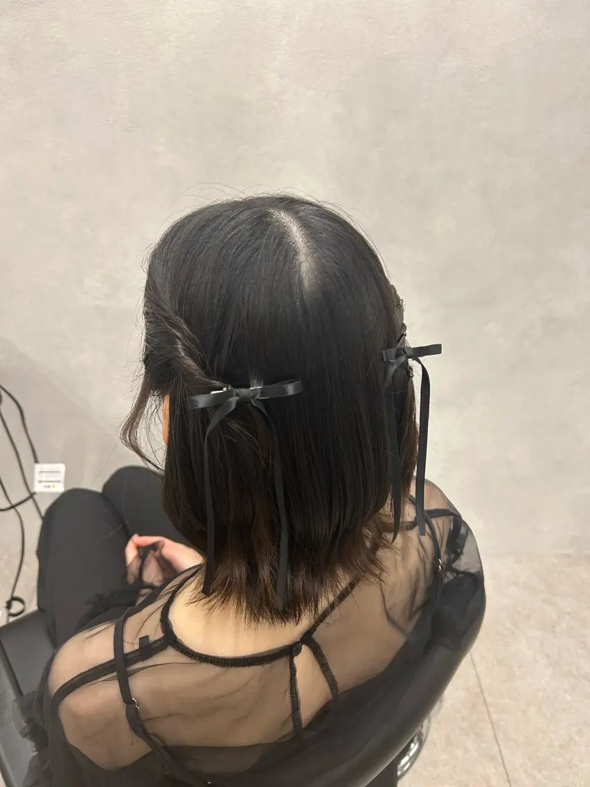 ミディアム ヘアアレンジ ヘアセット 🎀HARU/ボブ/ セット/赤み消し🫧のヘアスタイル