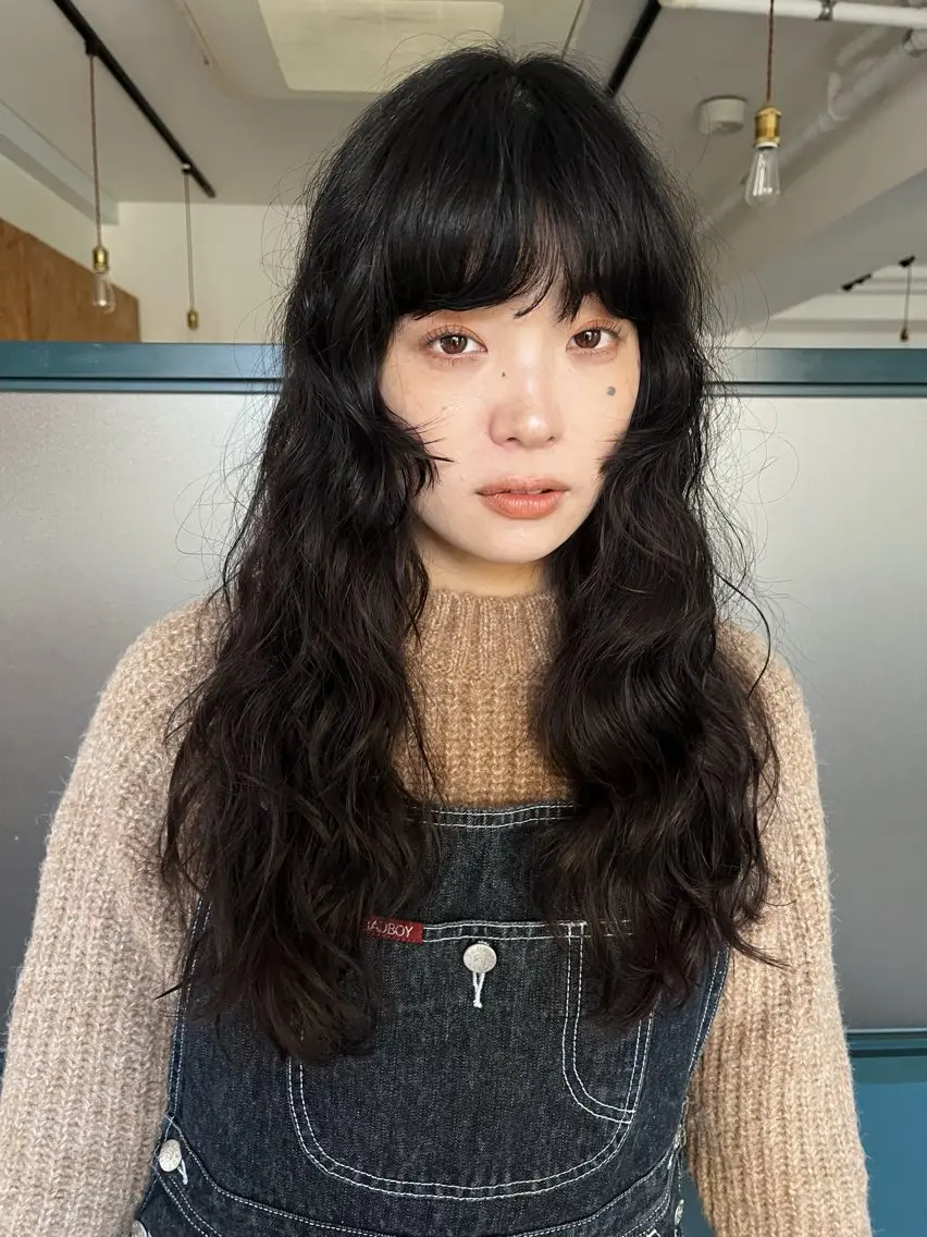 ロング パーマ 暖色/パーマ 🌼クニトウメイのヘアスタイル