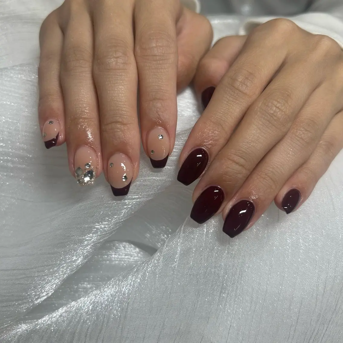 ネイル ボルドー フレンチネイル ハンドネイル y’sbeauty 本町店のネイルデザイン