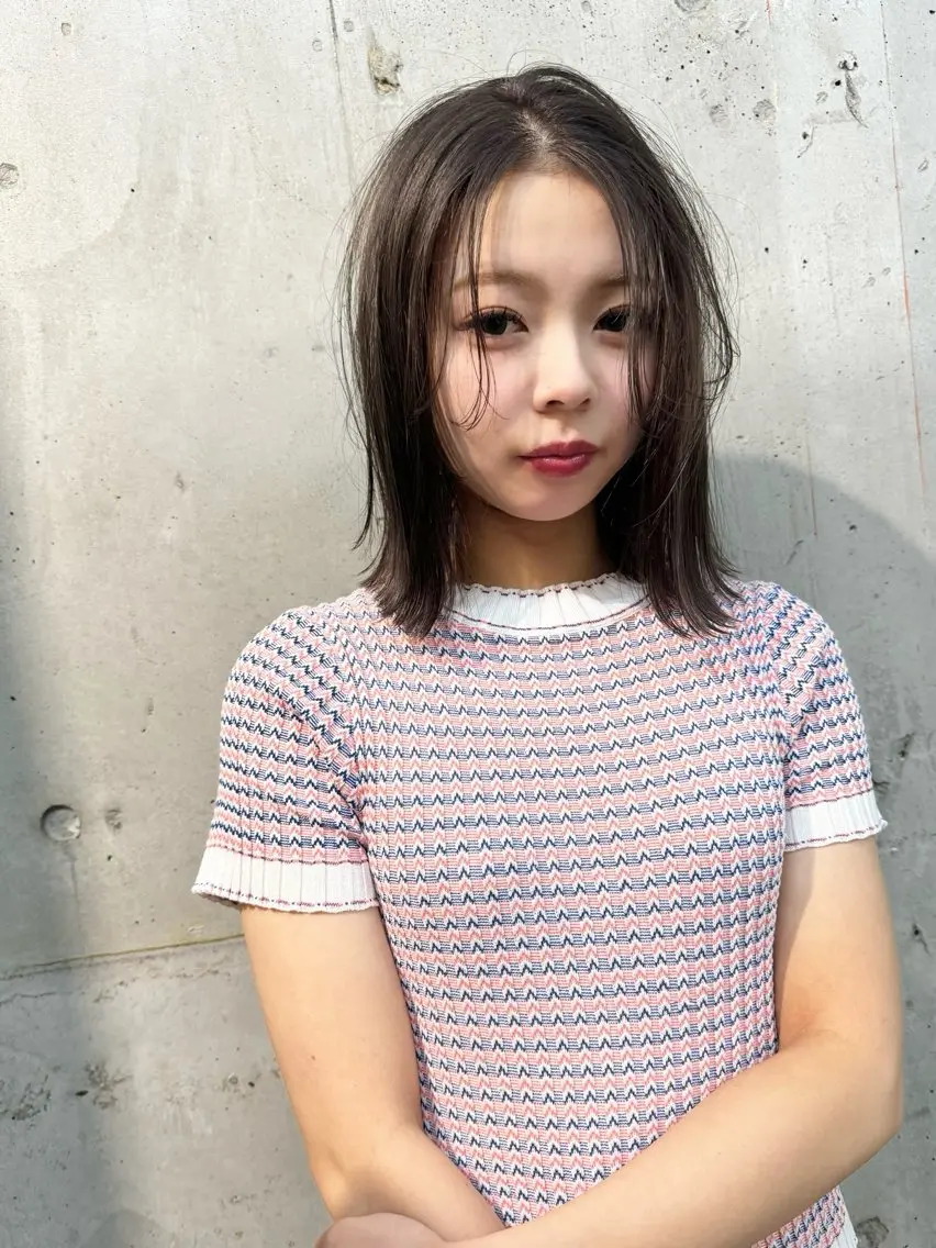 ミディアム カラー ヘアアレンジ ミディアムパーマ ブリーチ ケアブリーチ ダブルカラー グレージュ カット ヘアカラー lani ブリーチ /ダブルカラーのヘアスタイル
