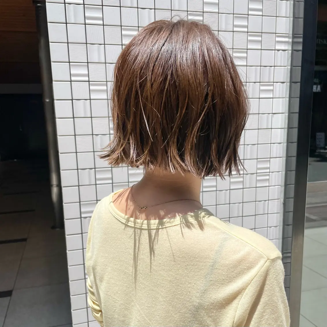 ミディアム カラー ブリーチ 透明感カラー ブリーチなしカラー ショート特化 /天神大名/ハルナのヘアスタイル