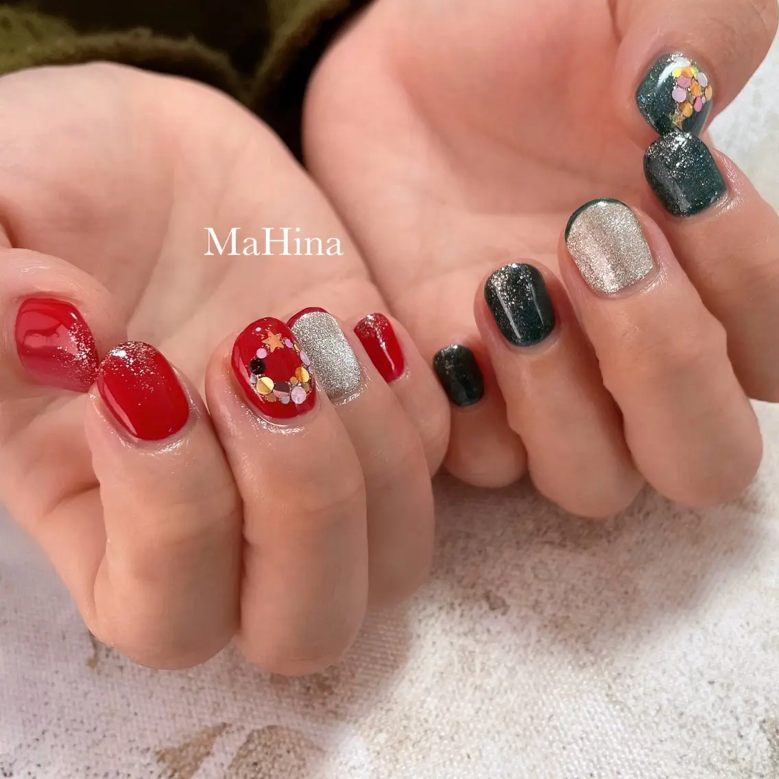 ネイル 冬ネイル クリスマス ハンドネイル Le Vernis MaHina・まひなのネイルデザイン