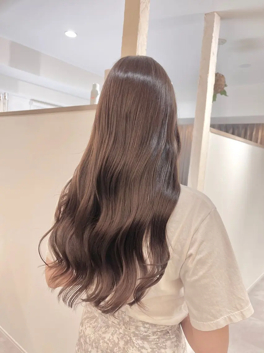 ロング カラー ブラウンカラー 髪質改善で 憧れの潤艶美髪にのヘアスタイル