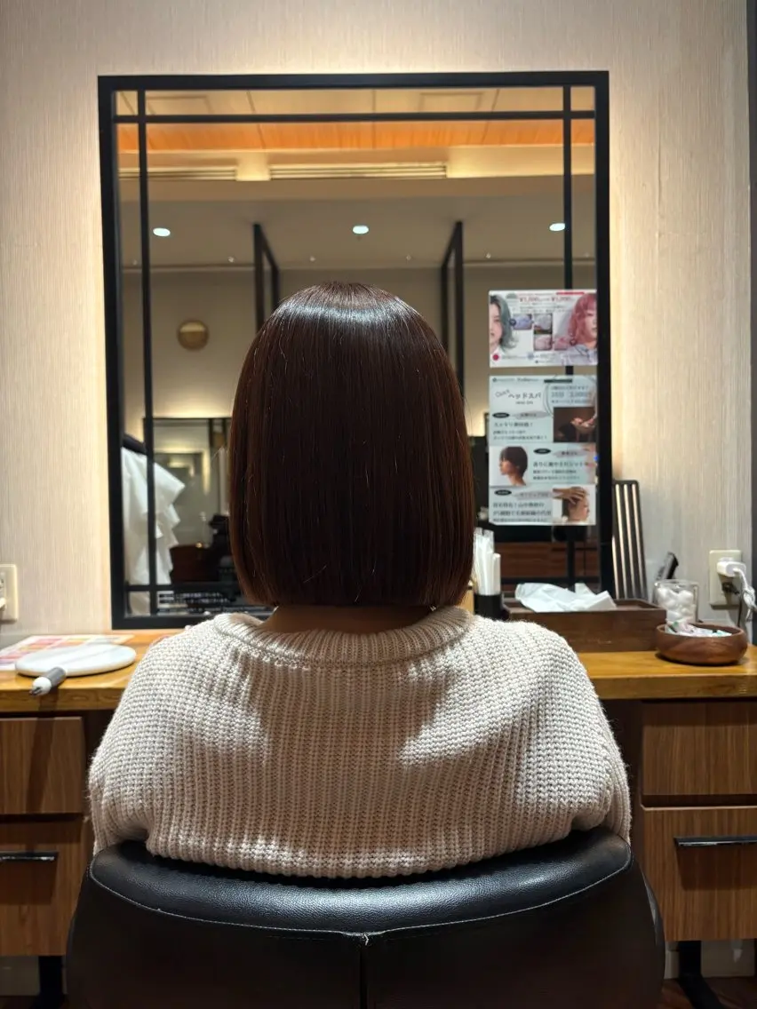 ショート ボブ 髙田 千華 髪質改善ストレートのヘアスタイル