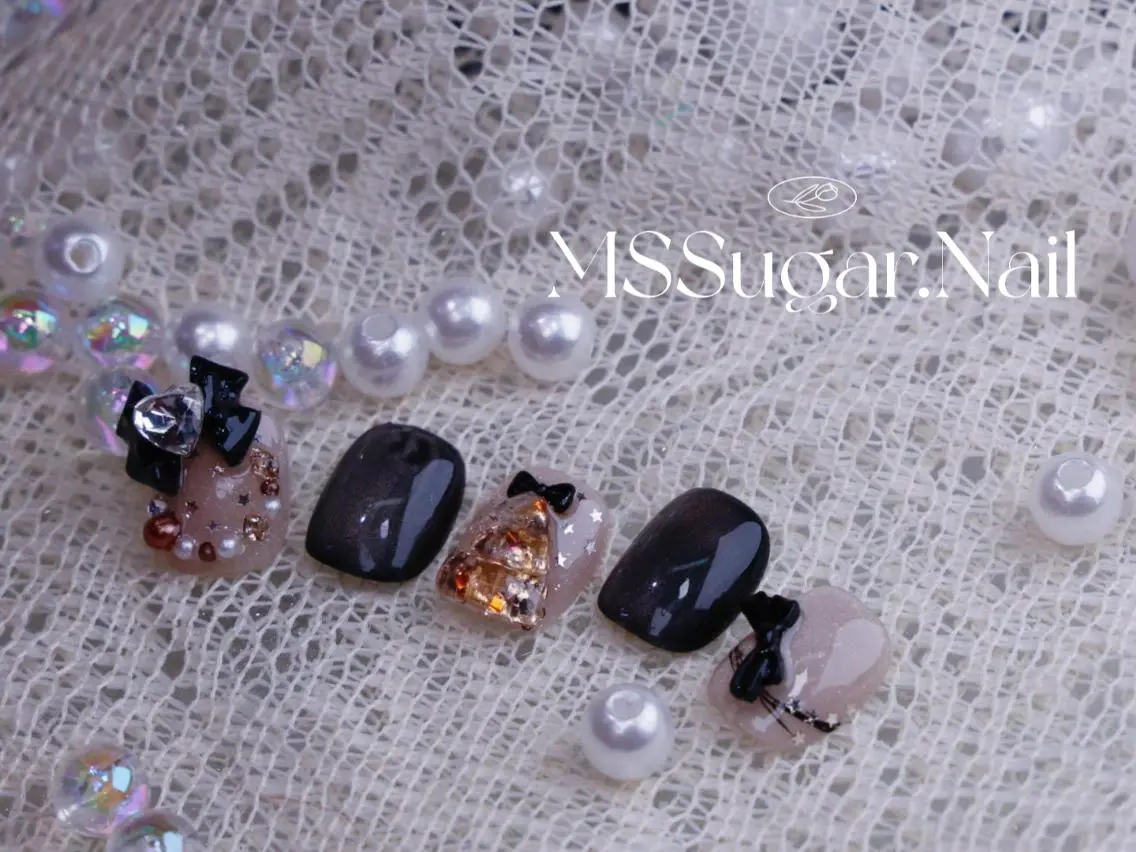 ネイル ハロウィン ロングネイル マグネットネイル スカルプネイル ネイルチップ MSSugar Nailのネイルデザイン